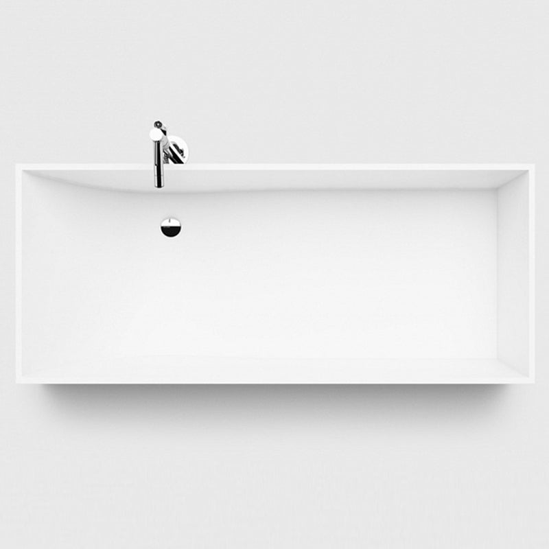 Modern Freestanding Bathtub Stone Rectangle White Soaking Bath Tub