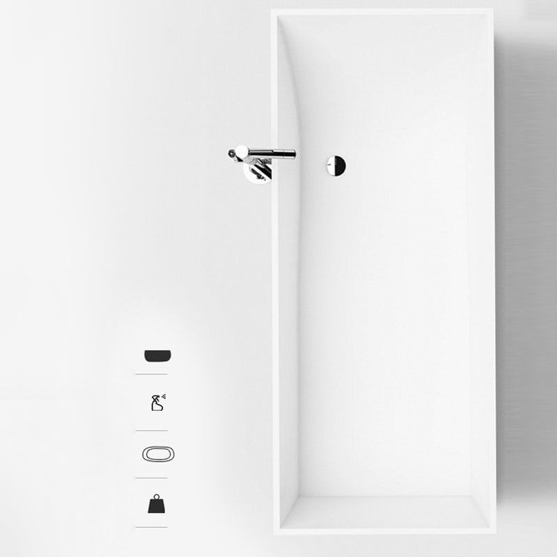 Modern Freestanding Bathtub Stone Rectangle White Soaking Bath Tub