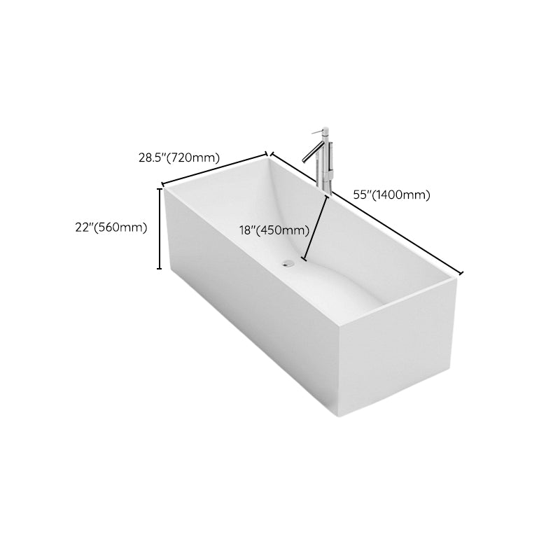 Modern Freestanding Bathtub Stone Rectangle White Soaking Bath Tub