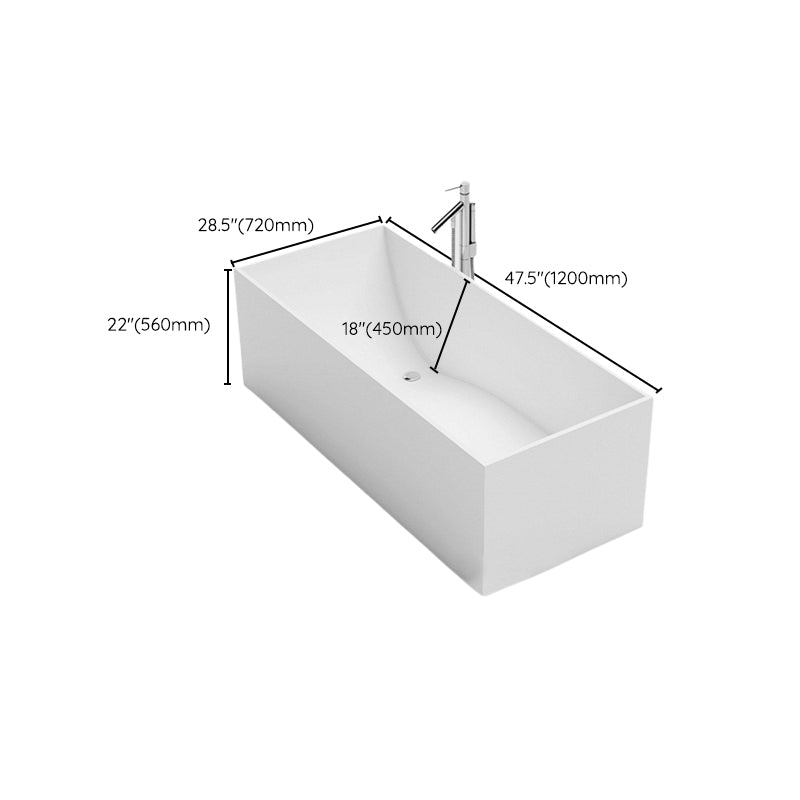 Modern Freestanding Bathtub Stone Rectangle White Soaking Bath Tub
