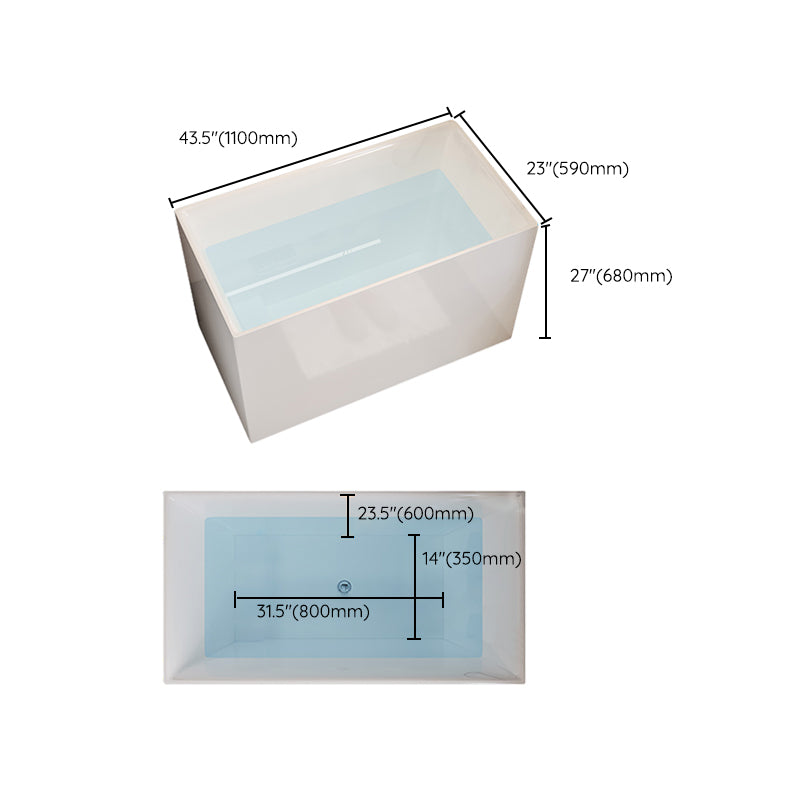 Modern Soaking Bath Tub Center Drain Placement Stand Alone Bathtub