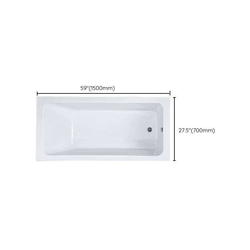 Modern Drop-in Acrylic Bathtub Internal Drain White Soaking Tub