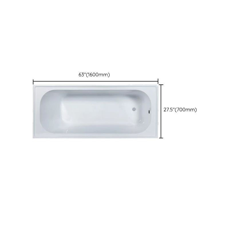 Modern Drop-in Acrylic Bathtub Internal Drain White Soaking Tub