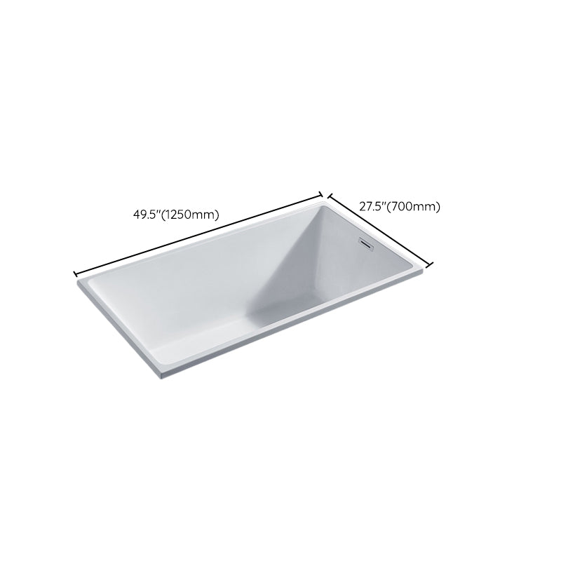 Modern Drop-in Acrylic Bathtub Internal Drain White Soaking Tub