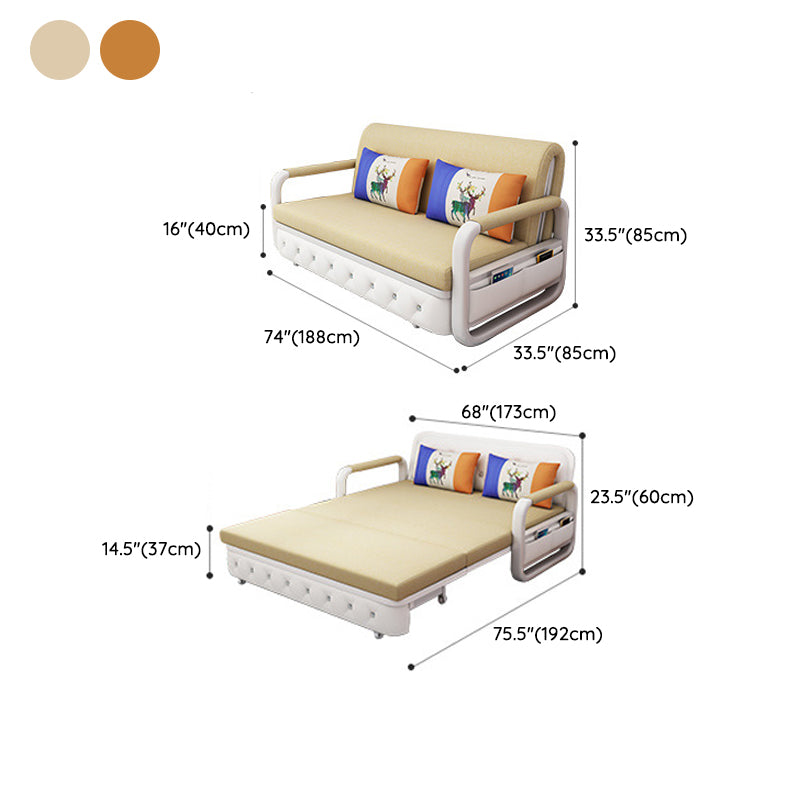 33.46" Wide Linen Sofa Bed Square Arm Sleeper Sofa Convertible Sofa