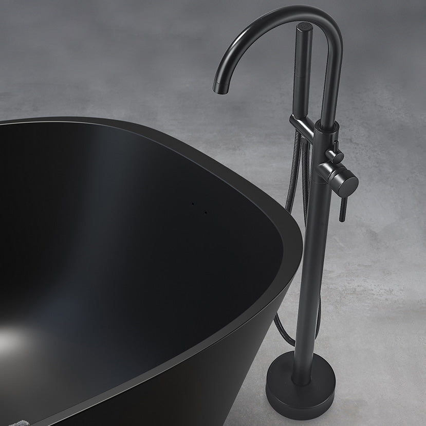 Modern High Arc Faucet Brass Floor Mounted Free Standing Tub Filler Faucet