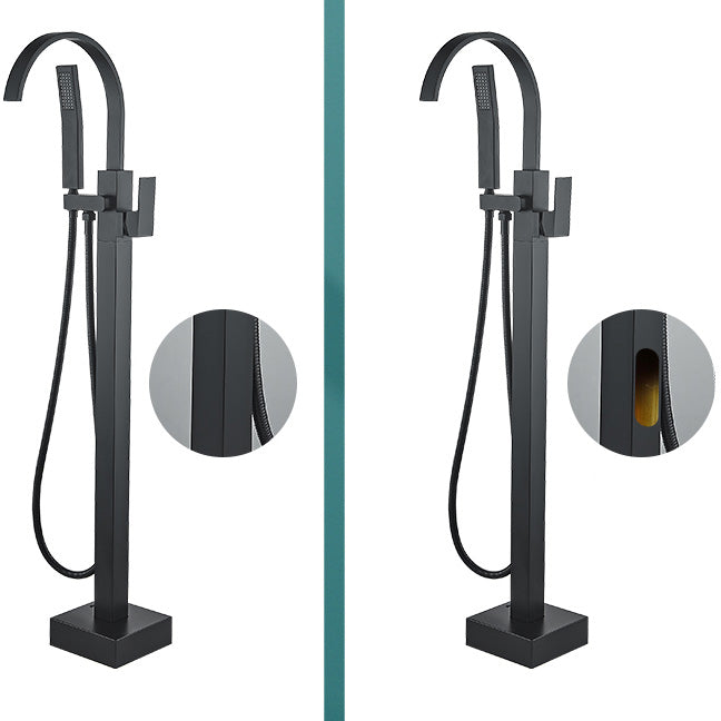 Modern High Arc Faucet Brass Floor Mounted Free Standing Tub Filler Faucet