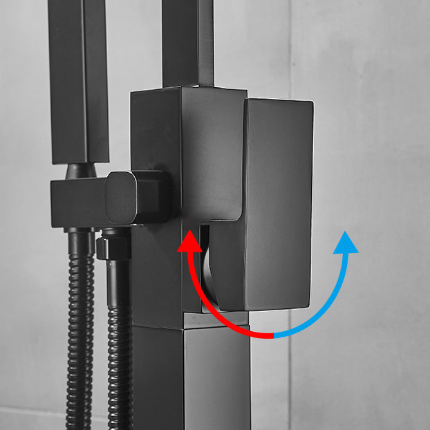 Modern High Arc Faucet Brass Floor Mounted Free Standing Tub Filler Faucet