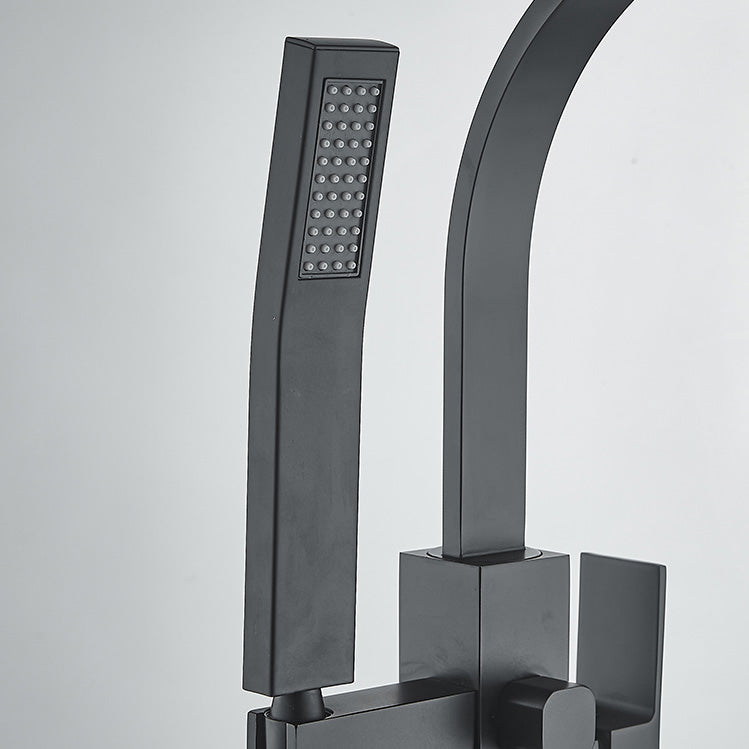 Modern High Arc Faucet Brass Floor Mounted Free Standing Tub Filler Faucet