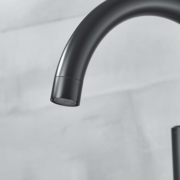 Modern High Arc Faucet Brass Floor Mounted Free Standing Tub Filler Faucet