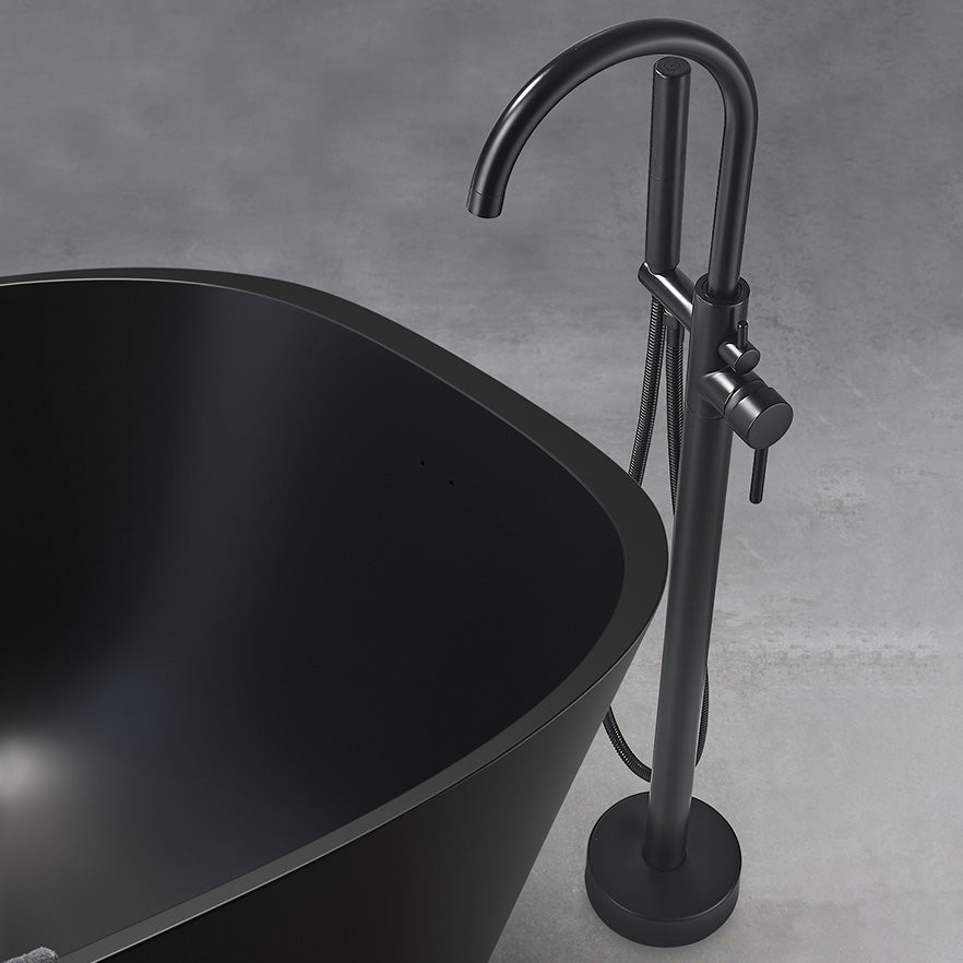 Modern High Arc Faucet Brass Floor Mounted Free Standing Tub Filler Faucet