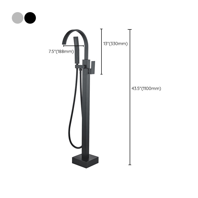 Modern High Arc Faucet Brass Floor Mounted Free Standing Tub Filler Faucet