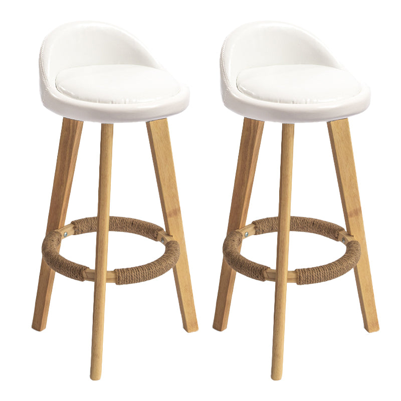 Nordic Armless Backrest Counter Stool Rubber Wood Bar Stool with Pedal