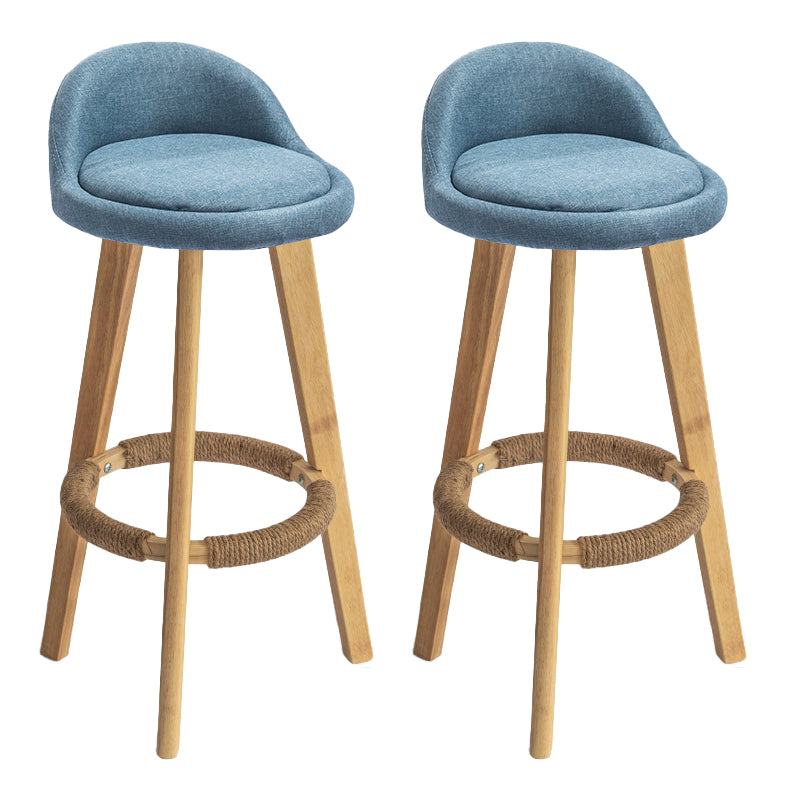 Nordic Armless Backrest Counter Stool Rubber Wood Bar Stool with Pedal