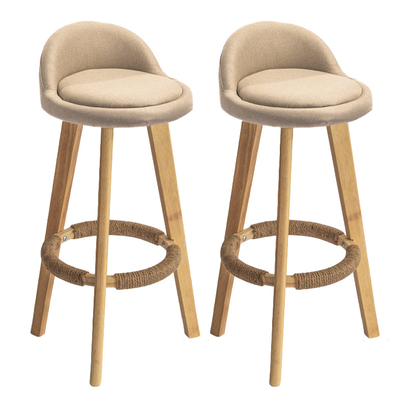 Nordic Armless Backrest Counter Stool Rubber Wood Bar Stool with Pedal