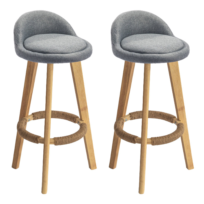 Nordic Armless Backrest Counter Stool Rubber Wood Bar Stool with Pedal