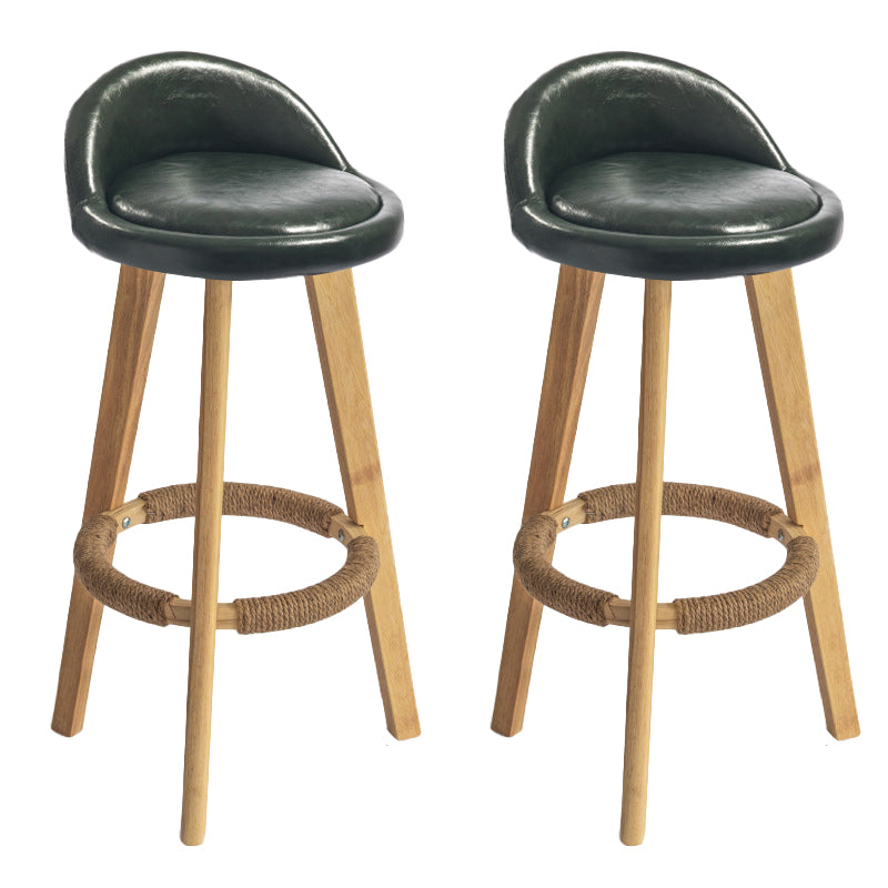 Nordic Armless Backrest Counter Stool Rubber Wood Bar Stool with Pedal