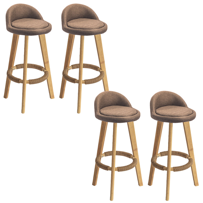 Nordic Armless Backrest Counter Stool Rubber Wood Bar Stool with Pedal