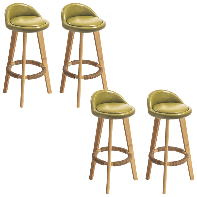 Nordic Armless Backrest Counter Stool Rubber Wood Bar Stool with Pedal