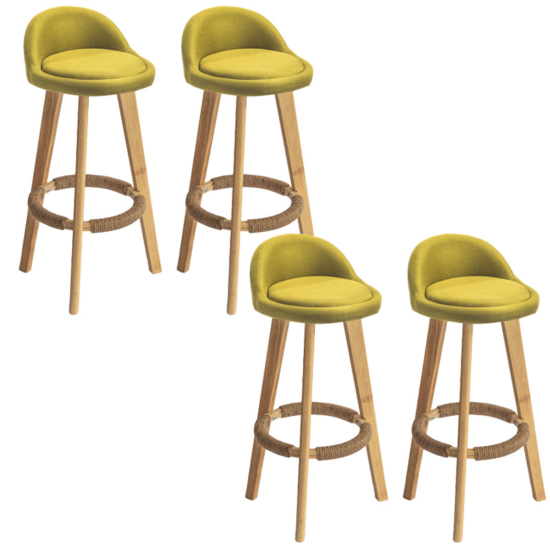 Nordic Armless Backrest Counter Stool Rubber Wood Bar Stool with Pedal