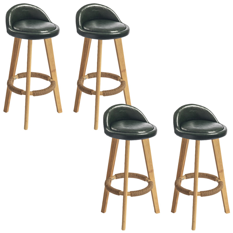 Nordic Armless Backrest Counter Stool Rubber Wood Bar Stool with Pedal
