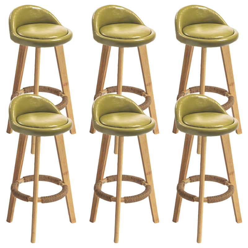 Nordic Armless Backrest Counter Stool Rubber Wood Bar Stool with Pedal