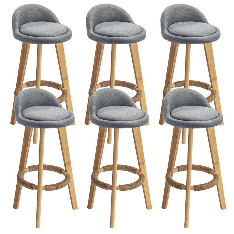 Nordic Armless Backrest Counter Stool Rubber Wood Bar Stool with Pedal