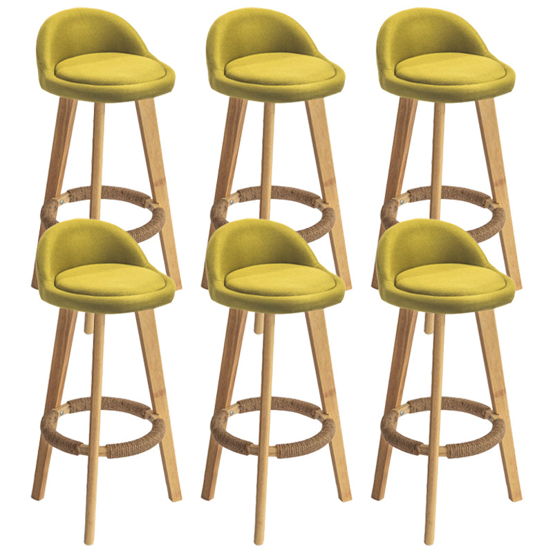 Nordic Armless Backrest Counter Stool Rubber Wood Bar Stool with Pedal