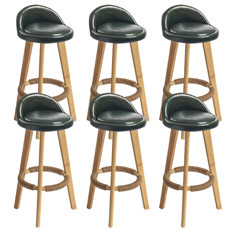 Nordic Armless Backrest Counter Stool Rubber Wood Bar Stool with Pedal