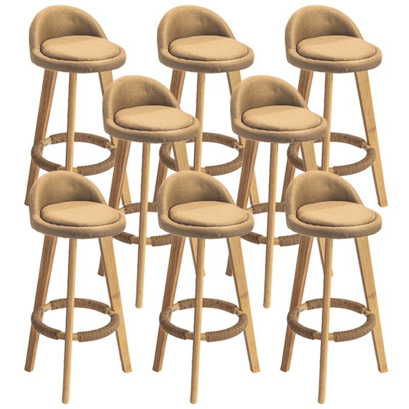 Nordic Armless Backrest Counter Stool Rubber Wood Bar Stool with Pedal