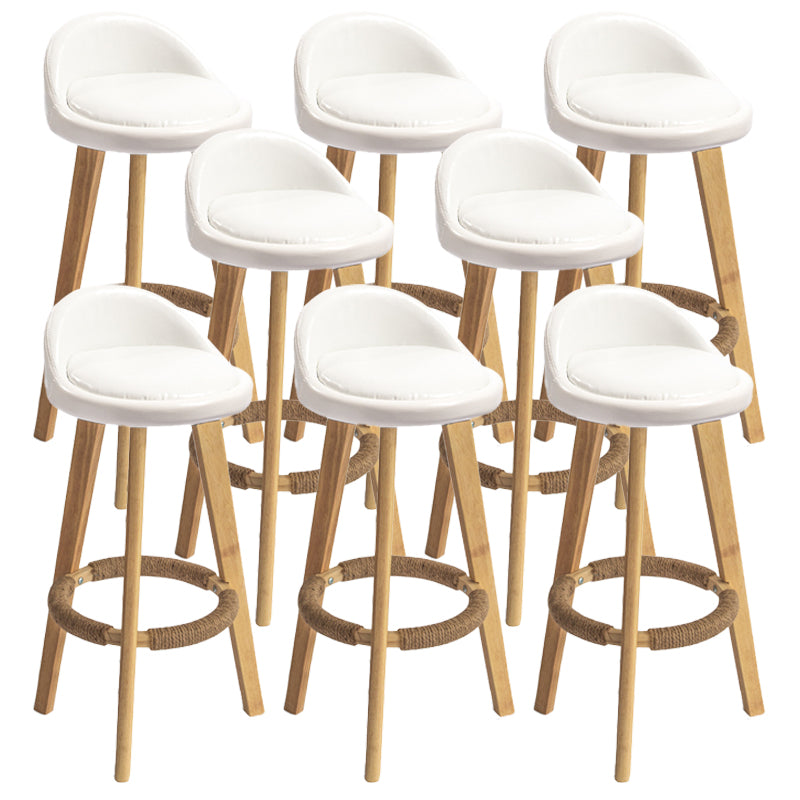 Nordic Armless Backrest Counter Stool Rubber Wood Bar Stool with Pedal