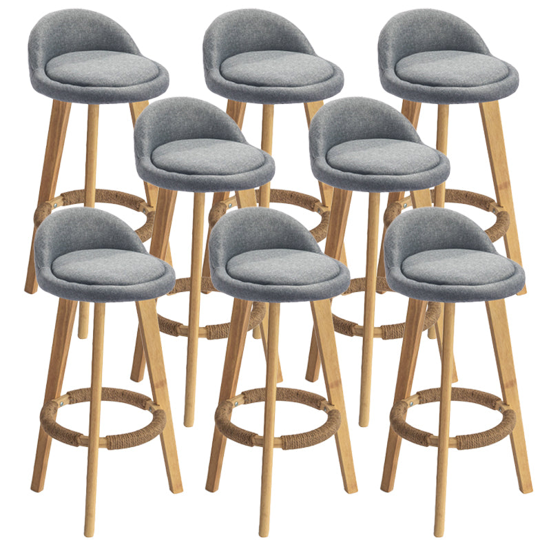 Nordic Armless Backrest Counter Stool Rubber Wood Bar Stool with Pedal