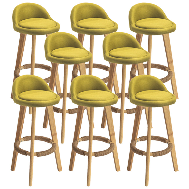 Nordic Armless Backrest Counter Stool Rubber Wood Bar Stool with Pedal