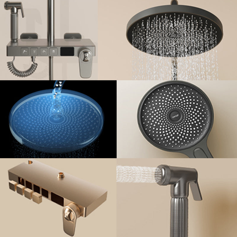 Brass Circular Shower Combo Wall Mounted Shower Set with 2 Shower Heads