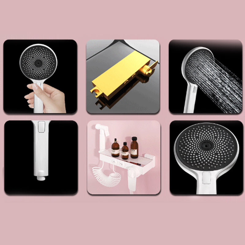 Modern Adjustable Water Flow Shower Faucet Shower Hose Shower System on Wall
