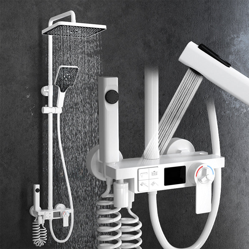 Modern Pressure Balanced Diverter Valve Shower Faucet Square Shower System on Wall