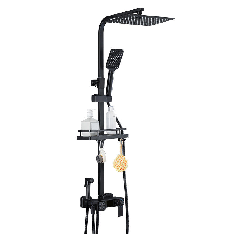 Modern Pressure Balanced Diverter Valve Shower Faucet Square Shower System on Wall