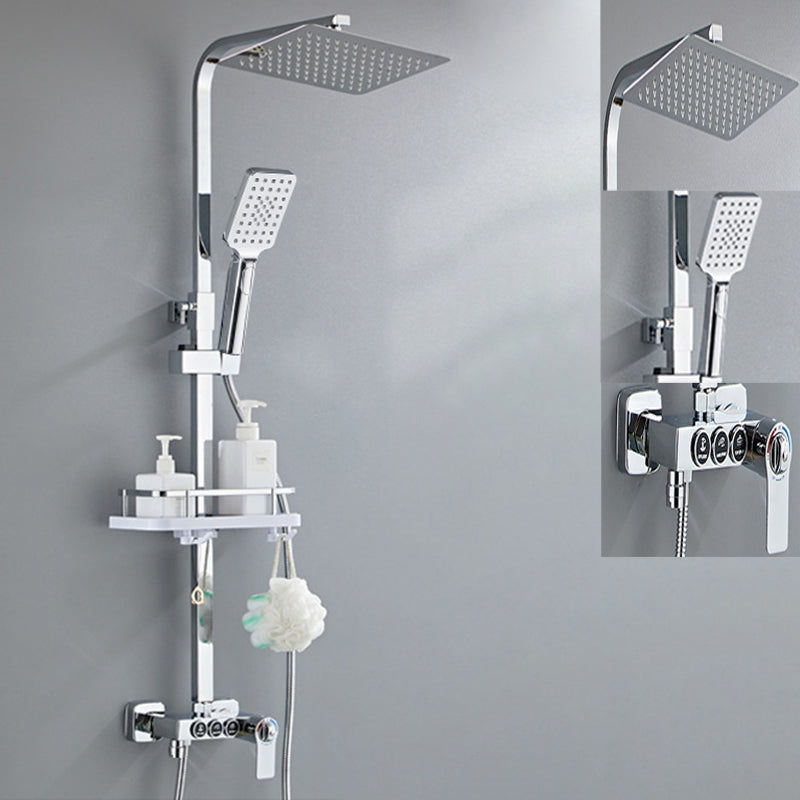 Modern Pressure Balanced Diverter Valve Shower Faucet Square Shower System on Wall