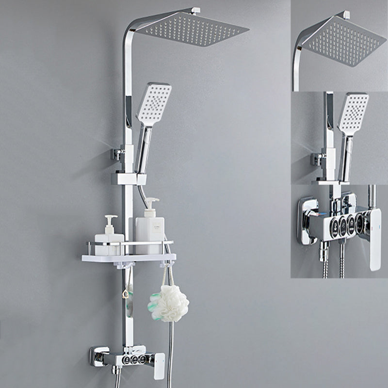 Modern Pressure Balanced Diverter Valve Shower Faucet Square Shower System on Wall