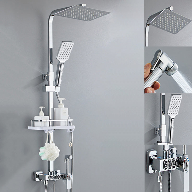 Modern Pressure Balanced Diverter Valve Shower Faucet Square Shower System on Wall