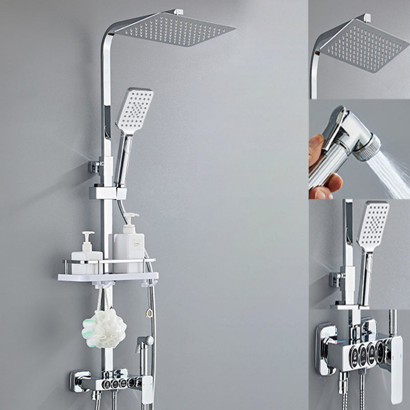 Modern Pressure Balanced Diverter Valve Shower Faucet Square Shower System on Wall
