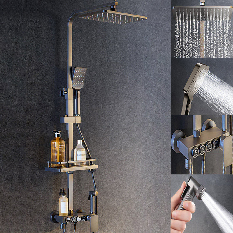 Modern Pressure Balanced Diverter Valve Shower Faucet Square Shower System on Wall