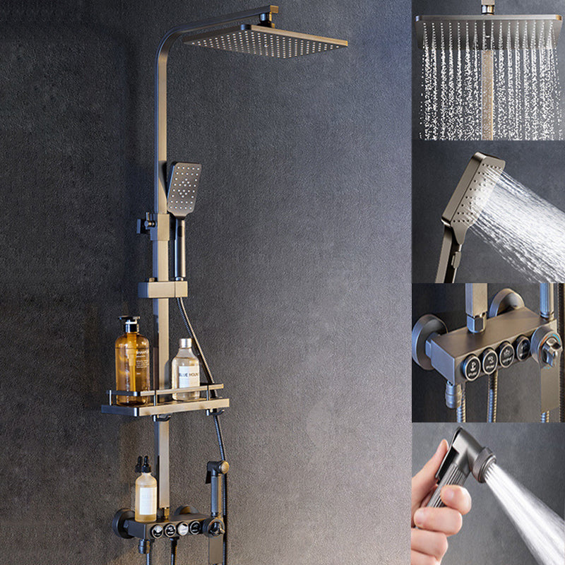 Modern Pressure Balanced Diverter Valve Shower Faucet Square Shower System on Wall