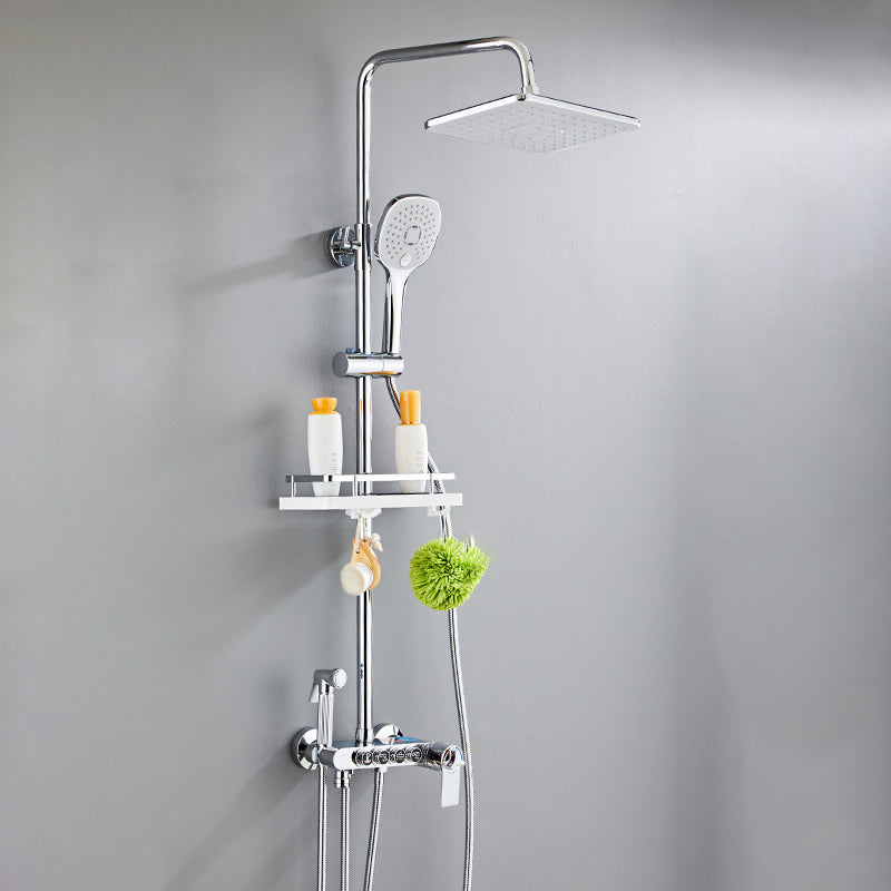 Modern Volume Control Shower Dual Shower Head Square Shower Faucet with Massage Jets