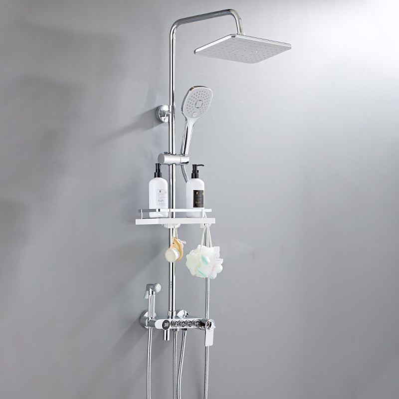 Modern Volume Control Shower Dual Shower Head Square Shower Faucet with Massage Jets