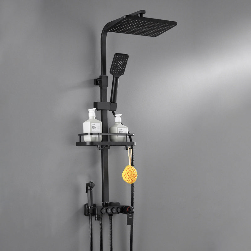 Modern Volume Control Shower Dual Shower Head Square Shower Faucet with Massage Jets