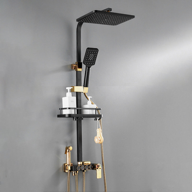 Modern Volume Control Shower Dual Shower Head Square Shower Faucet with Massage Jets