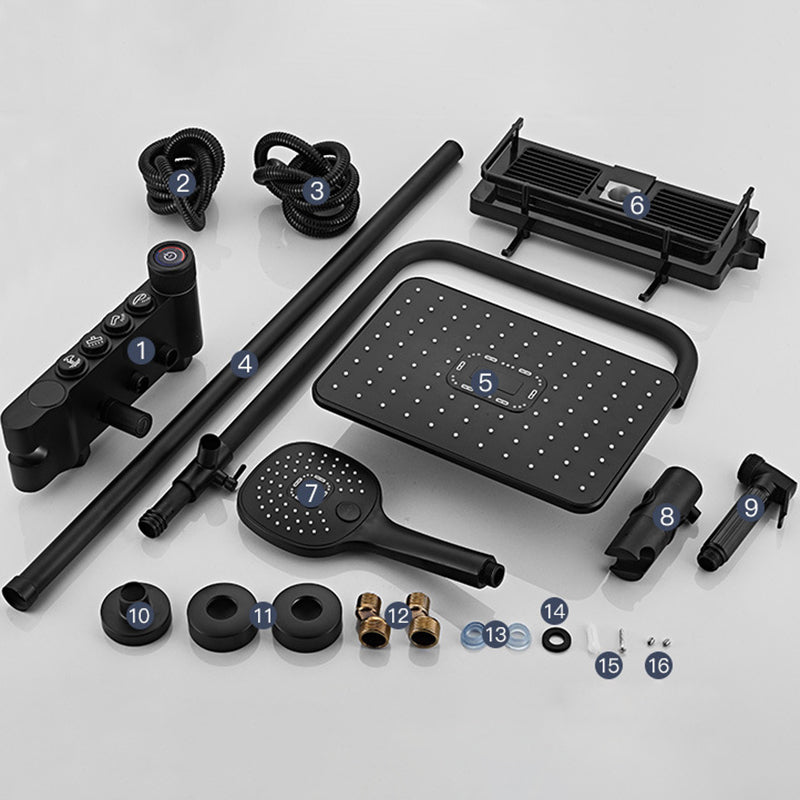 Modern Volume Control Shower Dual Shower Head Square Shower Faucet with Massage Jets