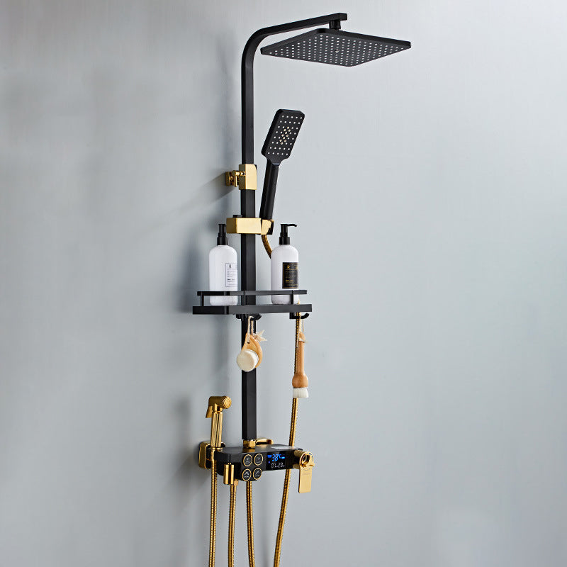 Modern Volume Control Shower Dual Shower Head Square Shower Faucet with Massage Jets