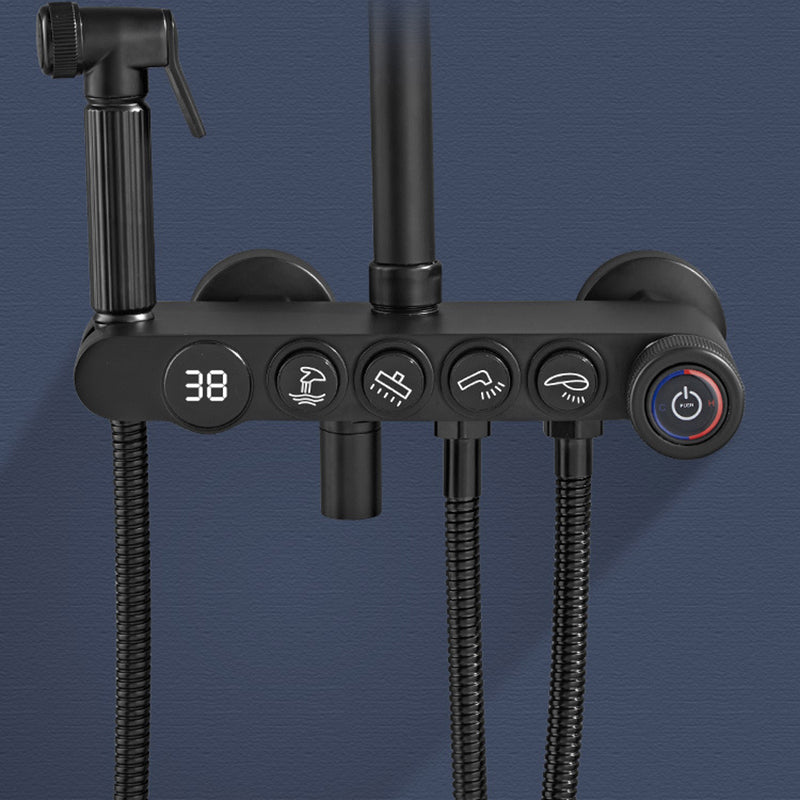 Modern Volume Control Shower Dual Shower Head Square Shower Faucet with Massage Jets